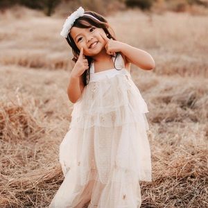 Star and feather lace kids dress 4t-5t